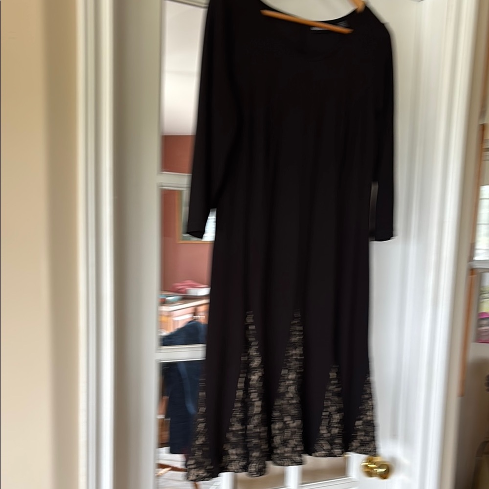 Nina Leonard Black Dress with Gold Accents Medium